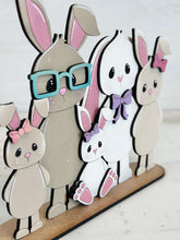 Load image into Gallery viewer, Bunny Family Easter Standing File SVG, Glowforge, Personalized, Mom, Day, Grandparents, Egg Hunt, LuckyHeartDesignsCo
