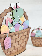 Load image into Gallery viewer, Easter Dinosaur For The Flower Basket Interchangeable File SVG, TINY Egg, Bunny, T-rex, Tiered Tray Glowforge LuckyHeartDesignsCo