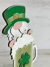 Load image into Gallery viewer, Gnome Beer St. Patrick's Day Standing File SVG, Lucky, Clover, Leprechaun, Glowforge LuckyHeartDesignsCo