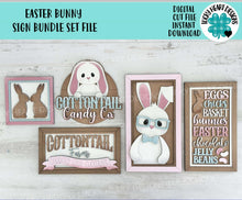 Load image into Gallery viewer, Easter Bunny Sign Bundle Set File SVG, Glowforge, Spring, Nerdy, Floppy Ear, Cottontail, Chocolate, LuckyHeartDesignsCo