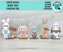 Load image into Gallery viewer, Easter Bunny Tiered Tray Standing File SVG, Glowforge, Egg, Carrot, Nerdy, Egg Hunt, LuckyHeartDesignsCo