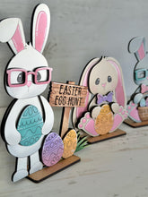 Load image into Gallery viewer, Easter Bunny Tiered Tray Standing File SVG, Glowforge, Egg, Carrot, Nerdy, Egg Hunt, LuckyHeartDesignsCo