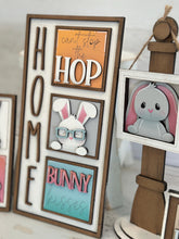Load image into Gallery viewer, Easter Bunny MINI Interchangeable Leaning Sign File SVG, Nerdy, Glasses, Egg, Tiered Tray Glowforge, LuckyHeartDesignsCo