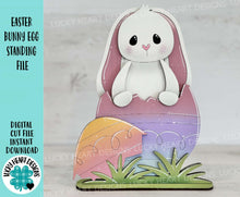 Load image into Gallery viewer, Easter Bunny Egg Standing File SVG, Glowforge, Carrot, Spring, Floppy Ear, Nerdy, Egg Hunt, LuckyHeartDesignsCo