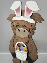 Load image into Gallery viewer, Porch Highland Easter Interchangeable Hats File SVG, (hat only) Seasonal, Cow, Holiday Farm, Bunny, Egg, Glowforge, LuckyHeartDesignsCo