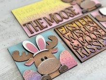 Load image into Gallery viewer, Moose Easter Interchangeable Leaning Sign File SVG, Glowforge, Egg, Bunny, Tiered Tray, Spring, LuckyHeartDesignsCo
