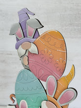 Load image into Gallery viewer, Easter Gnome Peeking Egg Standing File SVG, Glowforge Bunny, Tiered Tray, LuckyHeartDesignsCo