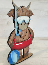 Load image into Gallery viewer, Highland Summer Pool Standing File SVG, Glowforge, Swim, Cow, Farm, Beach, Tiered Tray LuckyHeartDesignsCo