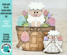 Load image into Gallery viewer, Easter Lamb For The Flower Basket Interchangeable File SVG, TINY, Egg, Tulips, Tiered Tray Glowforge LuckyHeartDesignsCo