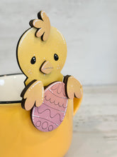 Load image into Gallery viewer, Easter Chick Mug Hugger File SVG, Glowforge Egg, Spring, Tiered Tray, Tray Decor, Plant Topper, Gift, LuckyHeartDesignsCo