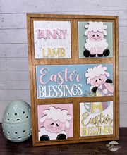 Load image into Gallery viewer, Easter Lamb Interchangeable Leaning Sign File SVG, Glowforge Tiered Tray, Blessings, Egg, Bunny, Spring, LuckyHeartDesignsCo