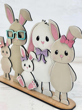 Load image into Gallery viewer, Bunny Family Easter Standing File SVG, Glowforge, Personalized, Mom, Day, Grandparents, Egg Hunt, LuckyHeartDesignsCo