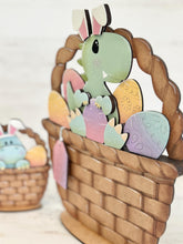 Load image into Gallery viewer, Easter Dinosaur For The Flower Basket Interchangeable File SVG, TINY Egg, Bunny, T-rex, Tiered Tray Glowforge LuckyHeartDesignsCo