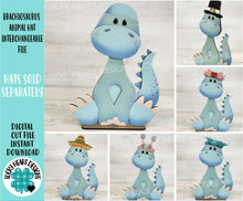 Load image into Gallery viewer, Brachiosaurus Animal Hat Interchangeable File SVG, Dinosaur, Holiday, Christmas, Fall, Halloween, Easter, Glowforge, LuckyHeartDesignsCo