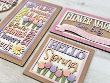 Load image into Gallery viewer, Spring Flowers Sign Bundle Set File SVG, Glowforge, Spring, Nerdy, Floppy Ear, Cottontail, Chocolate, LuckyHeartDesignsCo