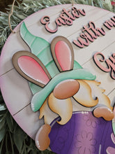 Load image into Gallery viewer, Easter Gnome Bunny Door Hanger Sign File SVG, Glowforge, Egg, Lucky Heart Designs