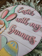 Load image into Gallery viewer, Easter Gnome Bunny Door Hanger Sign File SVG, Glowforge, Egg, Lucky Heart Designs