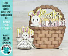 Load image into Gallery viewer, Easter Bunny Hop For The Flower Basket Interchangeable File SVG, TINY, Egg, Carrots, Bunny Butt, Tiered Tray, Glowforge, LuckyHeartDesignsCo
