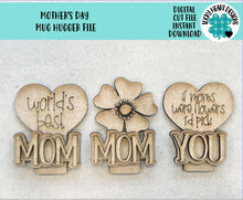 Load image into Gallery viewer, Mother's Day Mug Hugger File SVG, Glowforge Tiered Tray, Mom, Tray Decor, House, Plant Hugger, Gift, Topper, LuckyHeartDesignsCo