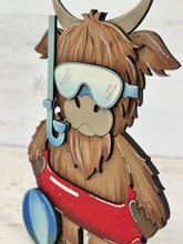 Load image into Gallery viewer, Highland Summer Pool Standing File SVG, Glowforge, Swim, Cow, Farm, Beach, Tiered Tray LuckyHeartDesignsCo