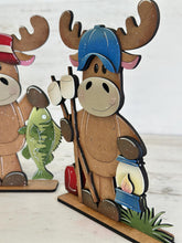Load image into Gallery viewer, Moose Standing Camping Fishing File SVG, Glowforge, S'mores, Adventure, Outdoors, Campfire, Tiered Tray LuckyHeartDesignsCo