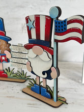 Load image into Gallery viewer, July Fireworks Gnome Tiered Tray File SVG, America, USA, Fourth, Flag, Statue of Liberty, Holiday Decor, Glowforge, LuckyHeartDesignsCo