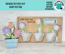 Load image into Gallery viewer, Flower Pot Pop Out Craft Kit File SVG, Spring, Mother's Day Grandma Flowers, Glowforge, LuckyHeartDesignsCo