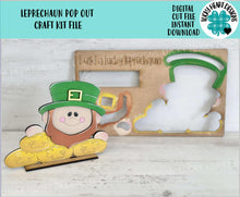 Load image into Gallery viewer, Leprechaun Pot Pop Out Craft Kit File SVG, St. Patrick's Day, Clover, DIY Glowforge, LuckyHeartDesignsCo