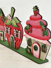 Load image into Gallery viewer, Strawberry Standing Houses File SVG, Glowforge, Summer, Spring, Fruit, Cupcake, LuckyHeartDesignsCo