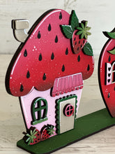 Load image into Gallery viewer, Strawberry Standing Houses File SVG, Glowforge, Summer, Spring, Fruit, Cupcake, LuckyHeartDesignsCo