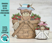 Load image into Gallery viewer, Strawberry Highland For The Flower Basket Interchangeable File SVG, Farm Cow, TINY Tiered Tray, Glowforge, LuckyHeartDesignsCo