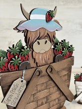 Load image into Gallery viewer, Strawberry Highland For The Flower Basket Interchangeable File SVG, Farm Cow, TINY Tiered Tray, Glowforge, LuckyHeartDesignsCo