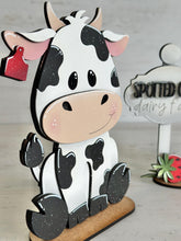 Load image into Gallery viewer, Spotted Cow Dairy Farm Standing File SVG, Strawberry, Pink Cow, Milk, Tiered Tray Glowforge, LuckyHeartDesignsCo