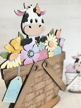 Load image into Gallery viewer, Dairy Cow Spring For The Flower Basket Interchangeable File SVG, Floral, Farm, Cow, Daisy, Tiered Tray, Glowforge, LuckyHeartDesignsCo