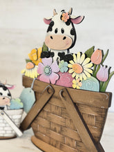 Load image into Gallery viewer, Dairy Cow Spring For The Flower Basket Interchangeable File SVG, Floral, Farm, Cow, Daisy, Tiered Tray, Glowforge, LuckyHeartDesignsCo