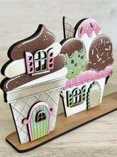 Load image into Gallery viewer, Ice Cream Standing Houses File SVG, Glowforge, Summer, Cone, Sundae, Cupcake, LuckyHeartDesignsCo