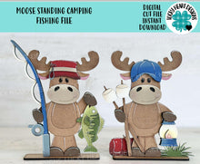 Load image into Gallery viewer, Moose Standing Camping Fishing File SVG, Glowforge, S'mores, Adventure, Outdoors, Campfire, Tiered Tray LuckyHeartDesignsCo