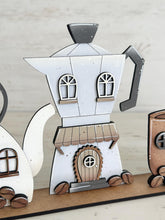 Load image into Gallery viewer, Coffee Standing House File SVG, Glowforge, Bundle Coffee Mug, Pot, Cups, Door Hanger, LuckyHeartDesignsCo
