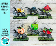 Load image into Gallery viewer, Ant Fruit Marching Standing File SVG, Strawberry, Lemon, Summer , Watermelon, Picnic, Apple, Tiered Tray, Glowforge, LuckyHeartDesignsCo