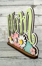 Load image into Gallery viewer, Mom Mother's Day Shelf Sitter Sign File SVG, Mum, Glowforge, Present, Craft, Gift, Flowers, Floral, LuckyHeartDesignsCo