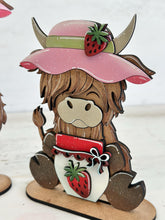 Load image into Gallery viewer, Strawberry Farm Highland Standing File SVG, Glowforge, Fruit, Cow, Farm, Tiered Tray LuckyHeartDesignsCo