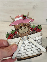 Load image into Gallery viewer, Strawberry Highland For The Flower Basket Interchangeable File SVG, Farm Cow, TINY Tiered Tray, Glowforge, LuckyHeartDesignsCo