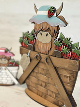 Load image into Gallery viewer, Strawberry Highland For The Flower Basket Interchangeable File SVG, Farm Cow, TINY Tiered Tray, Glowforge, LuckyHeartDesignsCo
