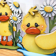 Load image into Gallery viewer, Spring Daisy Duck Standing File SVG, Umbrella, Swimming, Flower, Cute, Pet, Farm Tiered Tray Glowforge, LuckyHeartDesignsCo
