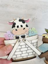 Load image into Gallery viewer, Dairy Cow Spring For The Flower Basket Interchangeable File SVG, Floral, Farm, Cow, Daisy, Tiered Tray, Glowforge, LuckyHeartDesignsCo