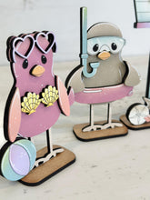 Load image into Gallery viewer, Summer Bird Standing File SVG, Glowforge, Pool, Beach, Sun, S'mores, Swimming, Tweet, Tiered Tray, Birdhouse, LuckyHeartDesignsCo
