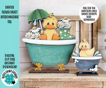 Load image into Gallery viewer, Bathtub Flower Basket Interchangeable (Original and TINY) File SVG, Bathroom, Tiered Tray, Glowforge, LuckyHeartDesignsCo