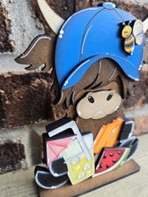 Load image into Gallery viewer, Summer Treats Highland Cow Standing File SVG, Glowforge, Bee, Watermelon, Lemonade, Popsicle, Farm, Beach, Tiered Tray LuckyHeartDesignsCo