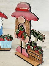 Load image into Gallery viewer, Strawberry Gnome Tiered Tray Standing File SVG, Glowforge Tiered Tray, Farm, Fruit, Summer, LuckyHeartDesignsCo