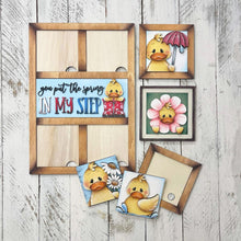 Load image into Gallery viewer, Duck Spring Interchangeable Leaning Sign File SVG, Rain Boots, Umbrella, Daisy, Flower, Tiered Tray Glowforge, LuckyHeartDesignsCo